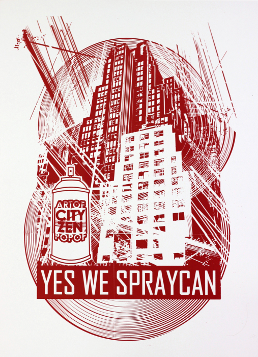 ARTOF POPOF Yes we spraycan sur Strip art ARTOF POPOF Yes we spraycan sur Strip art