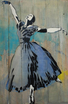 Art urbain, oeuvre de l'artiste Blek le rat : ballerina