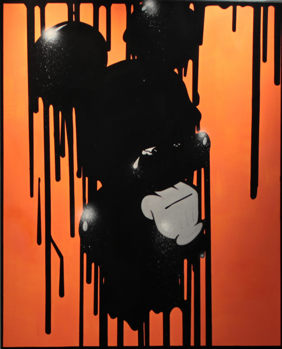 Mickadek is sad today 2013 Acrylique sur toile. Dimension : 80 x 100 cm. Pièce unique
