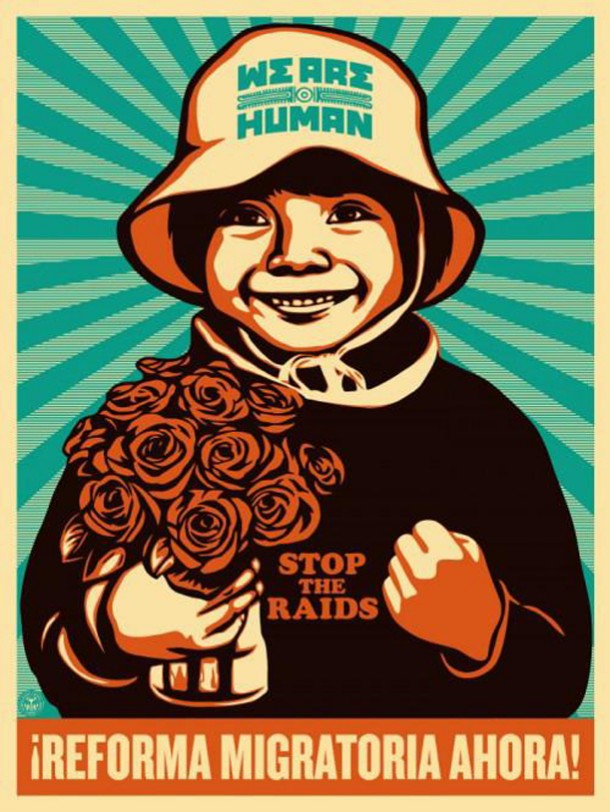 Street Art OBEY Giant Stop the raids