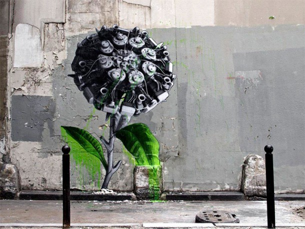 Street art Ludo Fleur hybride