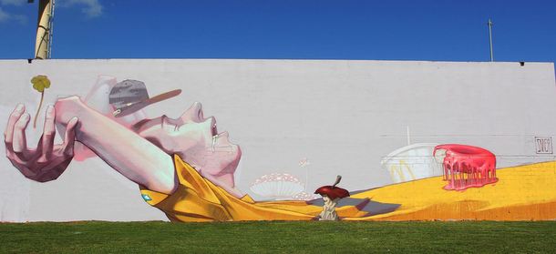 ETAM CREW  Street-art Fresque murale “Breakfast on Grass”  Miami Golf