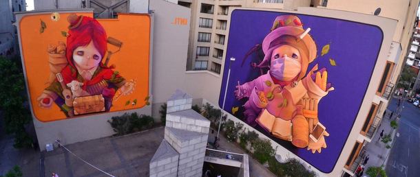 Street art Performance INTI à Santiago au Chili. 2013