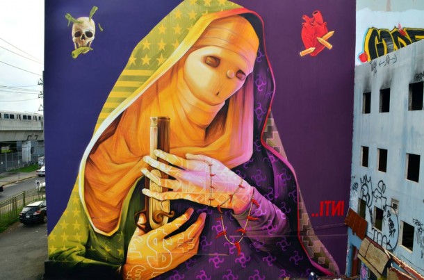 Street art INTI LA VIRGEN DE LA DISCORDIA à Puerto Rico en 2013