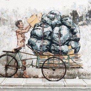 street art vélo poubelles