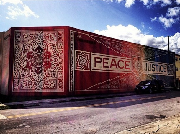 Obey street art mural - strip art