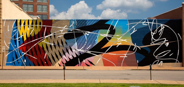 Fresque murale de l'artiste MOMO / St. Louis en collaboration avec l'association Re+Public