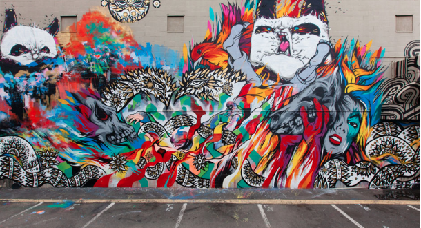 POW! WOW! Hawaï 2012 - MEGGS X Mr JAGO X WILL BARRAS X ANGRY WOEBOTS X PEAP TARR - Collaborative Mural