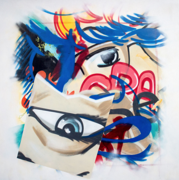 lot 13 crash (john matos ; américain, né en 1961)  candida, 1987  peinture aérosol sur toile  173 × 179 cm. Estimation 20 000 / 30 000 €